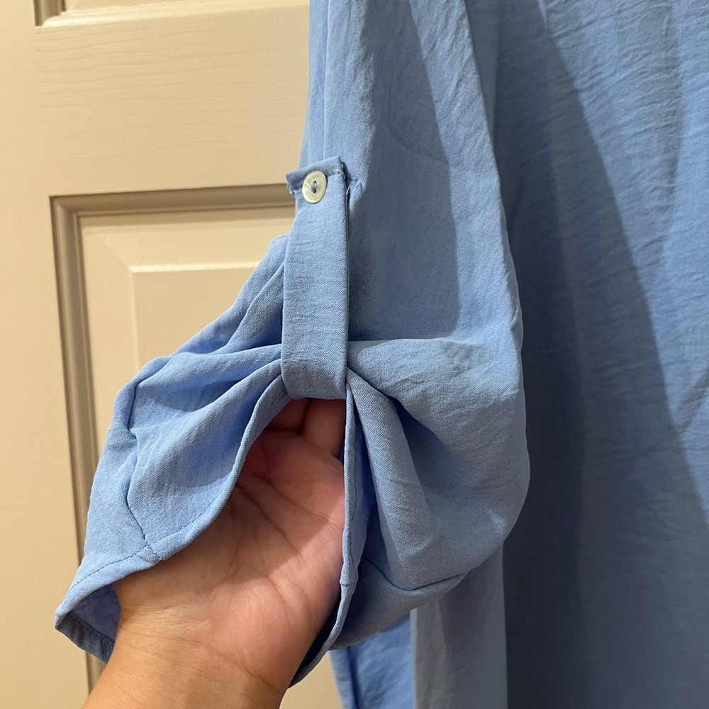 Entro Baby Blue V-Neck Blouse - Picture 3 of 5